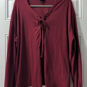 Torrid Women's Ribbed Burgundy Top